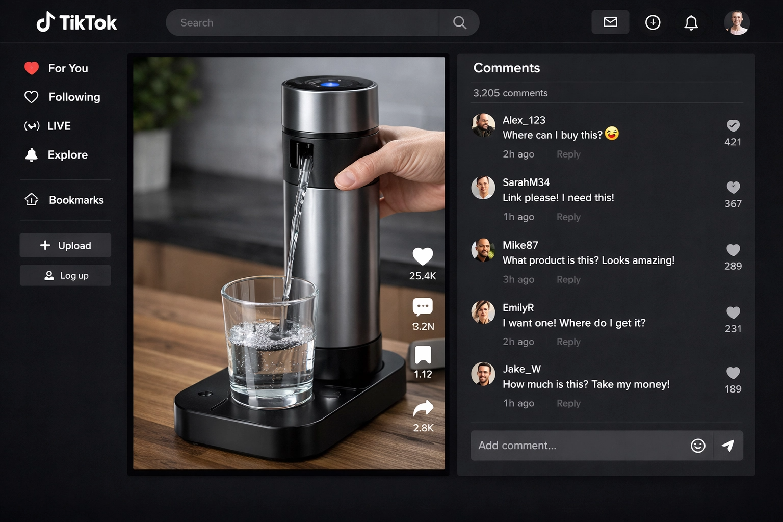 TikTok video with buy-intent comments — Where can I buy this?, Link please!, Take my money!