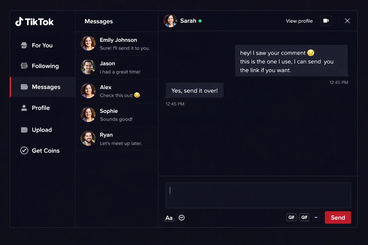 TikTok DM conversation closing a sale from a comment lead